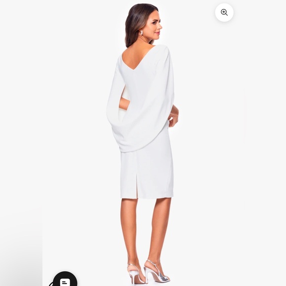 NWT Betsy & Adam “Jordan” Short Scuba Crepe Draped Back Dress - Picture 2 of 7